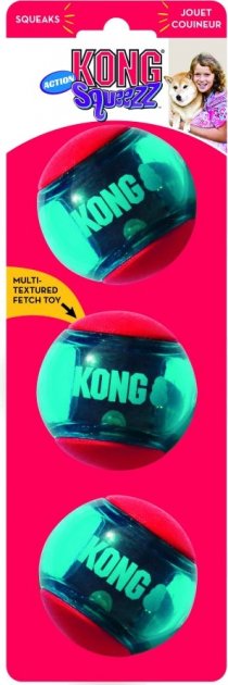 KONG Squeezz Action Red Ball Fetch Toy for Dogs