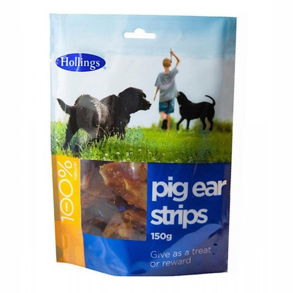 Hollings Pig Ear Strips Treats for Dogs - 150g - Pack of 8
