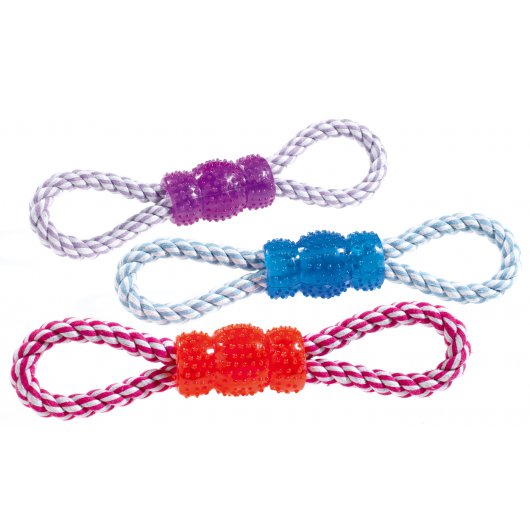 Classic Vinyl Rope Tug Dog Toy Assorted Colours