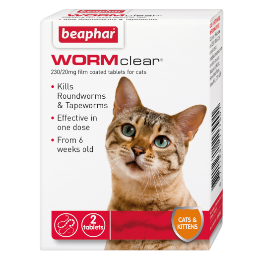 Beaphaer WORMclear wormer for cat, 2 Tablets
