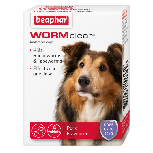 Beaphaer WORMclear wormer for dog's up To 40kg 4 Tablets