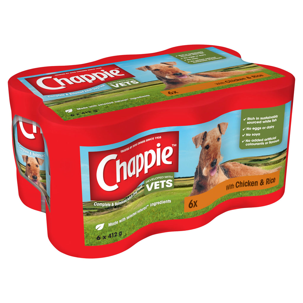 Chappie Chicken & Rice Canned Food for Dogs - 412g (Pack of 6)
