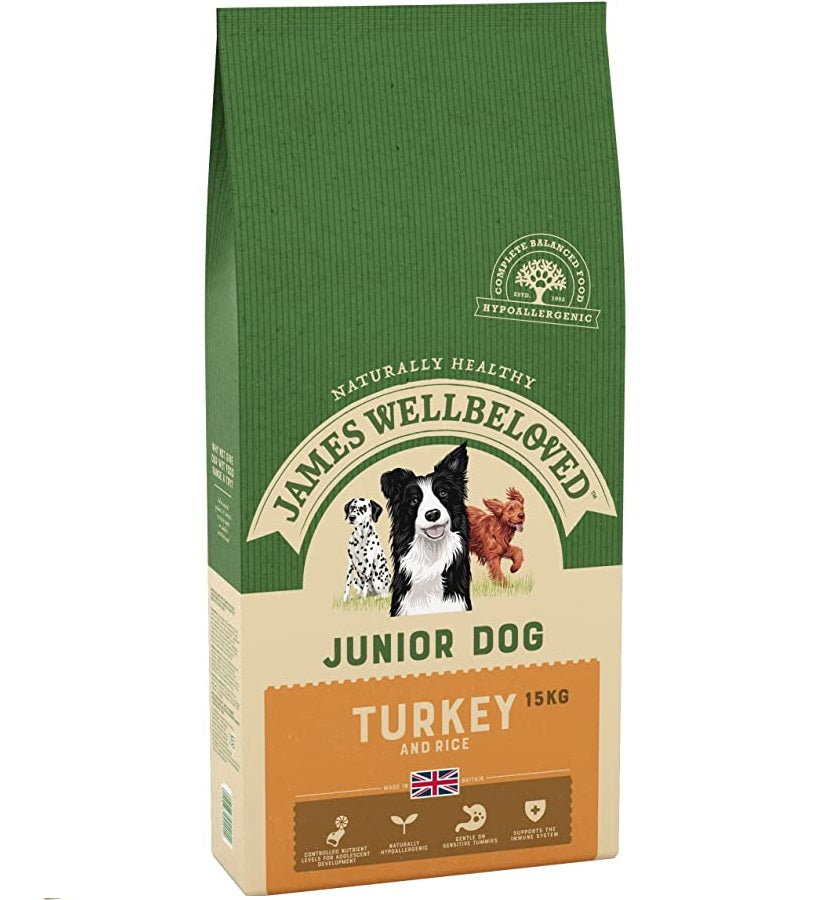 James Wellbeloved Canine Kibble Junior Turkey & Rice 15Kg