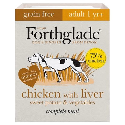 Forthglade Complete Grain-Free Meal Chicken, Liver with Sweet Potato, & Vegetables Food for Dogs 395g