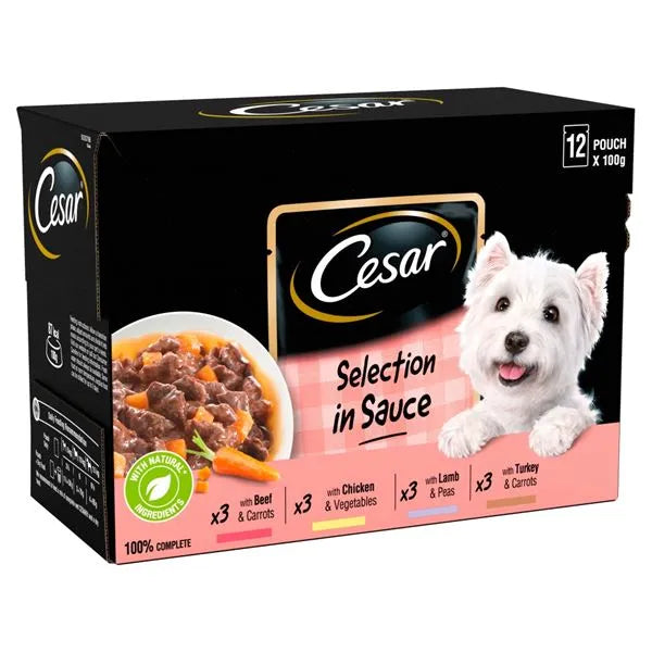 Cesar senior online dog food pouches