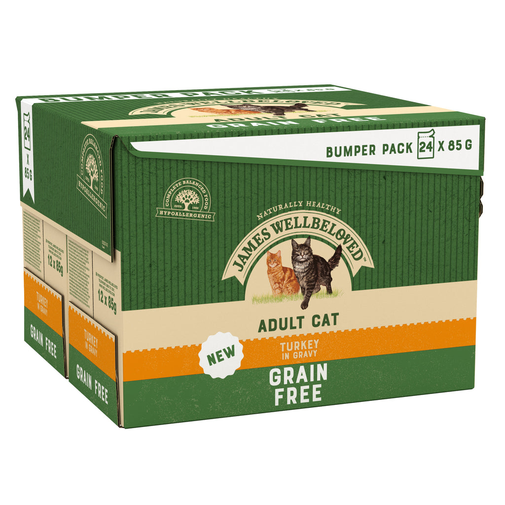 James Wellbeloved Hypoallergenic Grain Free Pouches - Turkey In Gravy for Cats - 85g