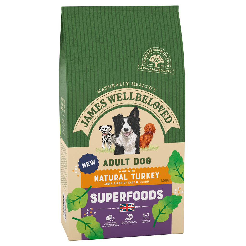 James Wellbeloved Superfoods - Turkey With Kale & Quinoa for Adult Dog - 1.5kg