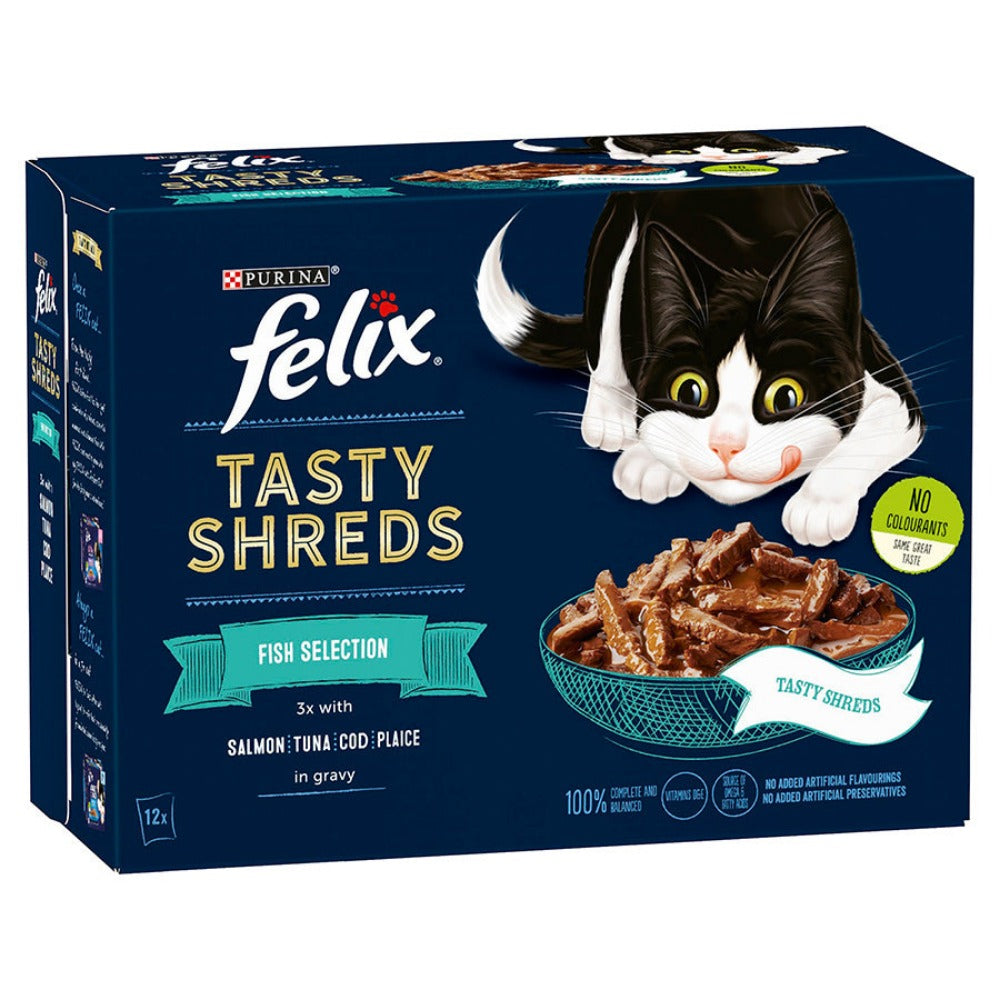 Felix Tasty Shreds Fish Selection In Gravy 12x80g