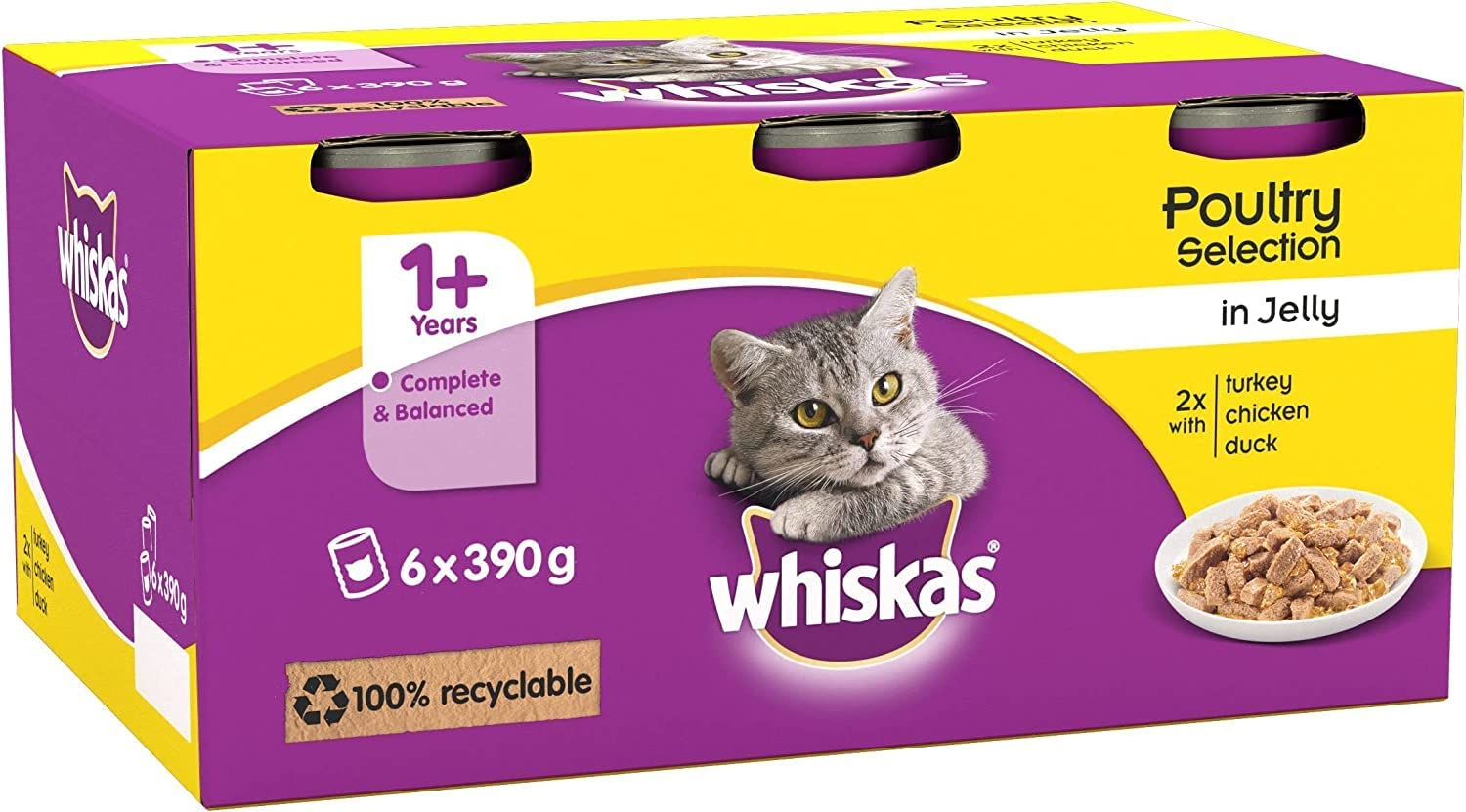 Whiskas tinned cat shop food in jelly