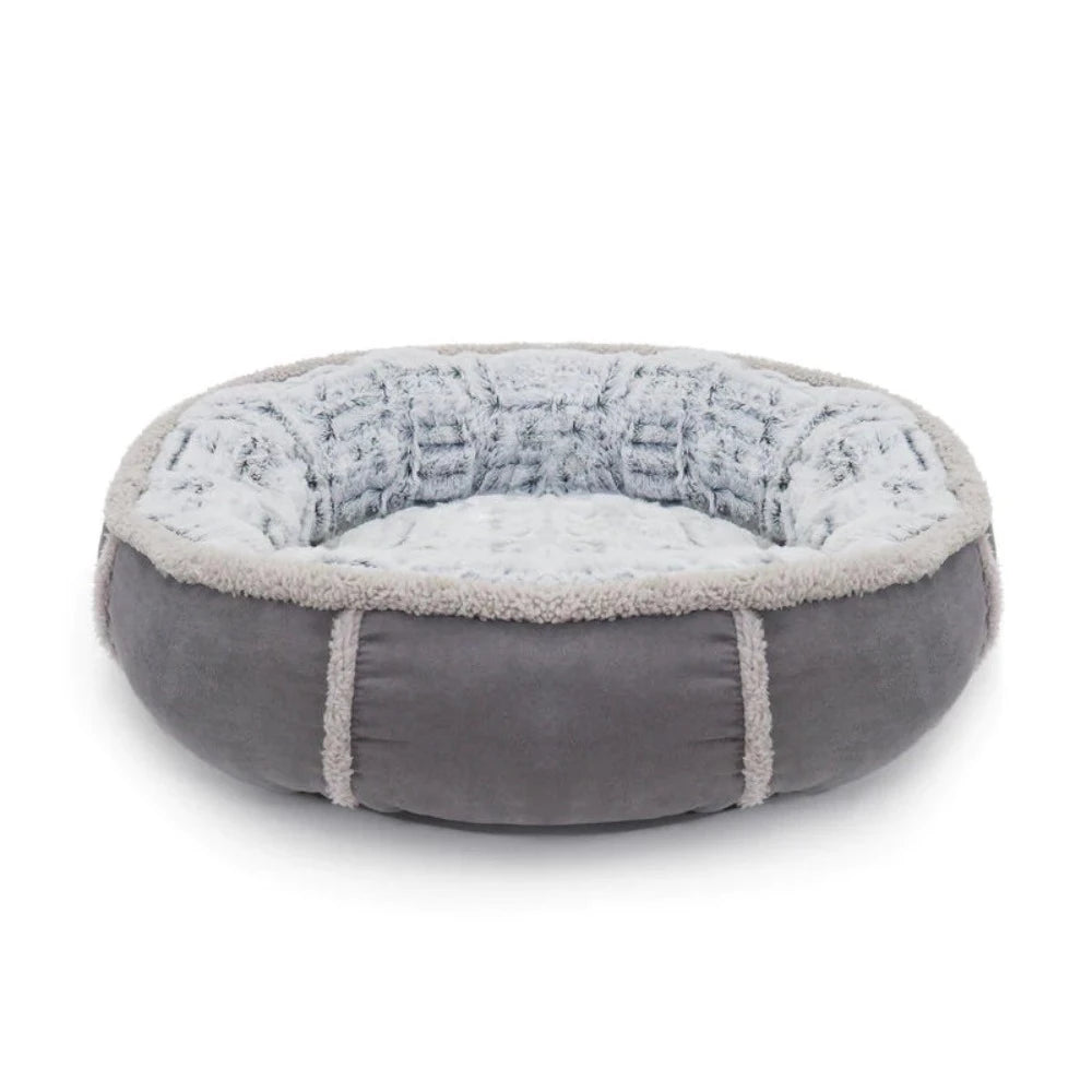 40 Winks Deep Plush Donut Bed for Dogs - Grey