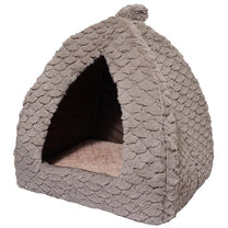 40 Winks Fleece Cat Pyramid - Grey & Pink - 40x40cm