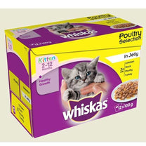 Whiskas 2-12 Months Poultry Selection in Jelly Wet Kitten Food - 100g (Pack of 12)