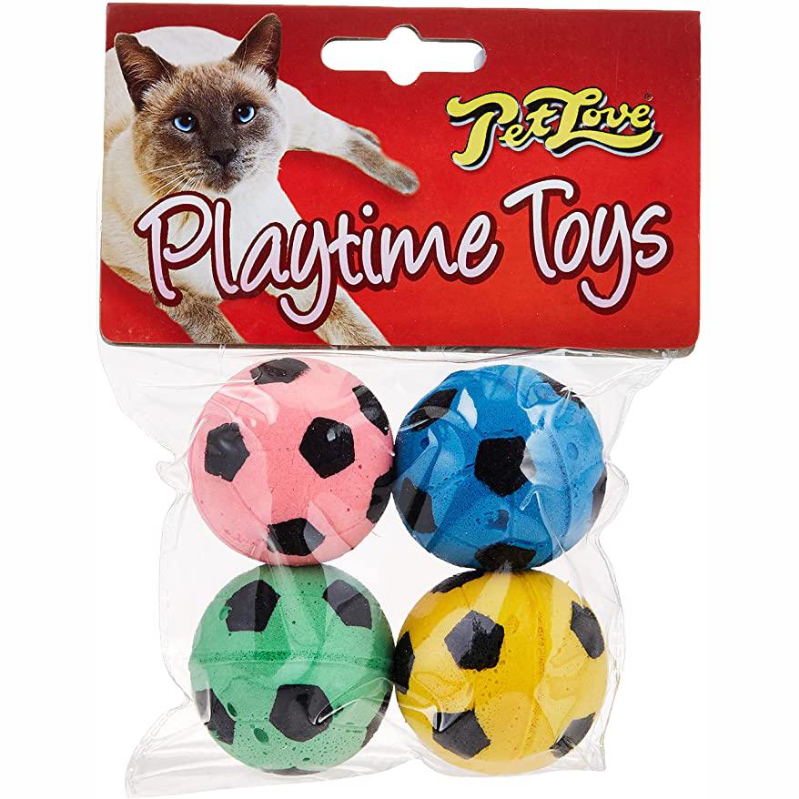 Interpet Pet Love Sponge Footballs Cat Toy 4 Pack