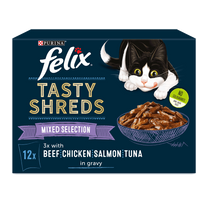 Felix Tasty Shreds Mixed Selection In Gravy Wet Cat Food Pouches