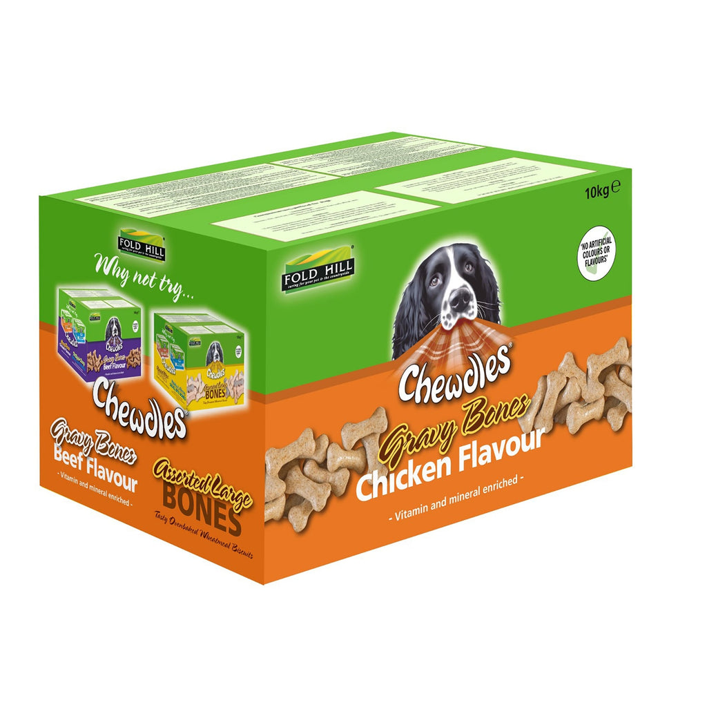 Fold Hill Chewdles Chicken Flavour Gravy Bones Treats for Dogs 10kg