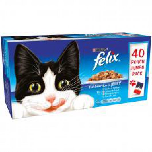 Purina Felix Mixed Fish Selection in Jelly Pouch for Cats 100g (Pack of 40)