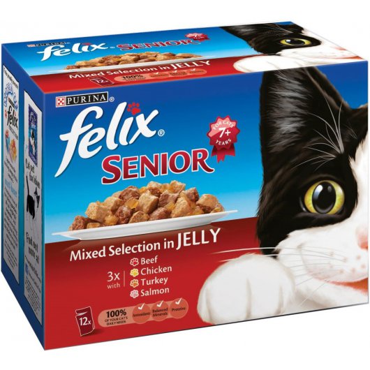 Purina Felix Mixed Selection Chunks in Jelly for Senior Cats 100g