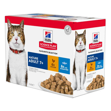 Hills Science Plan Mature Adult 7+ Wet Cat Food Pouches Favourite Selection