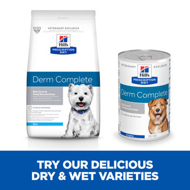 Hills Prescription Diet Derm Complete Skin Care and Food Sensitivities Mini Dry Dog Food Rice Egg