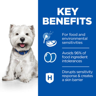 Hills Prescription Diet Derm Complete Skin Care and Food Sensitivities Mini Dry Dog Food Rice Egg