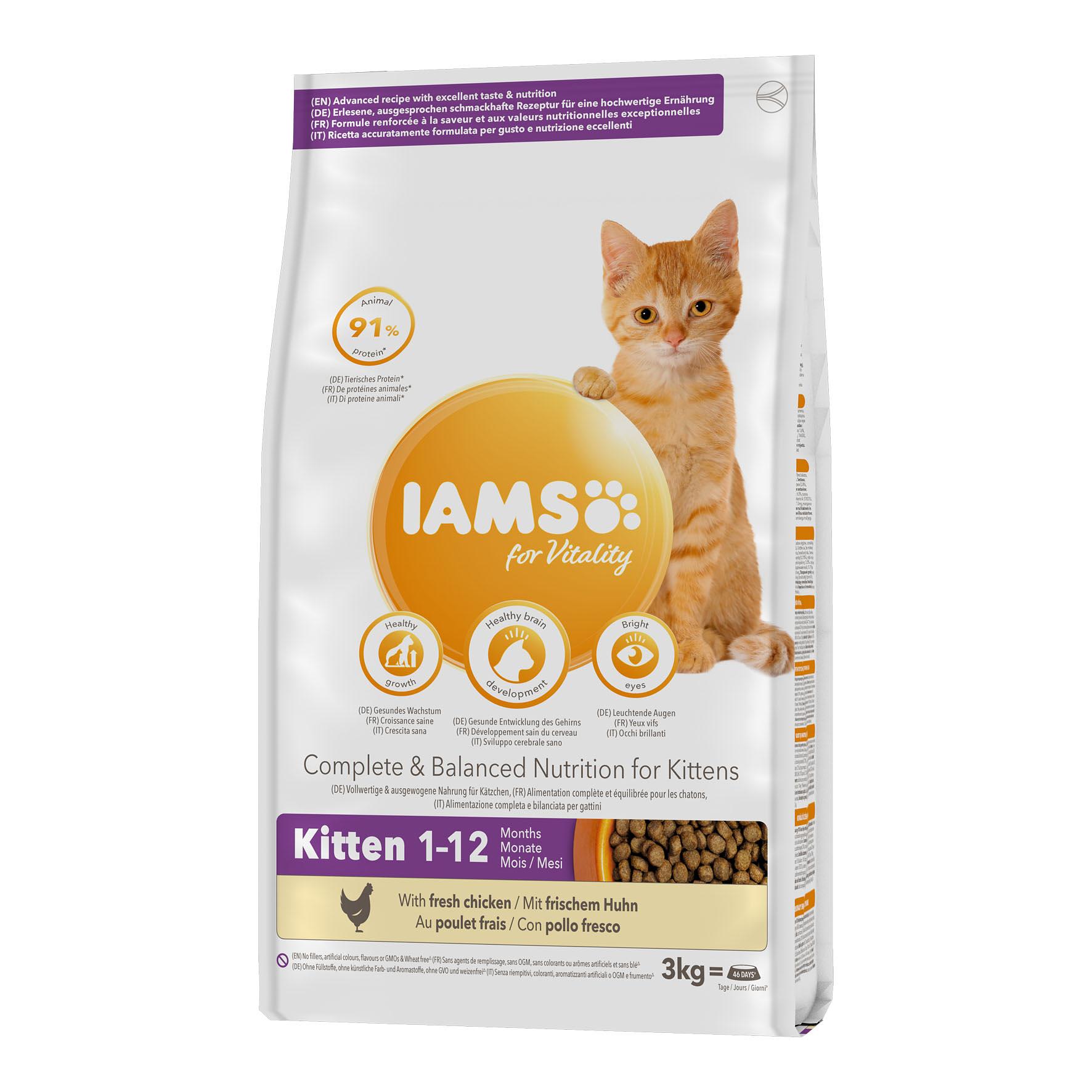 Iams Vitality Kitten Food With Fresh Chicken 2kg Petwell