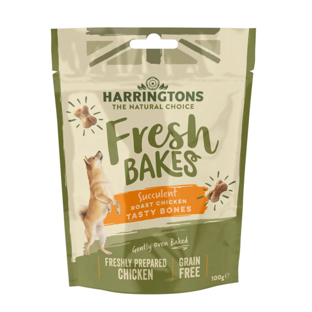 Harringtons Grain Free Fresh Bakes Roast Chicken Tasty Bones for Dogs 100g
