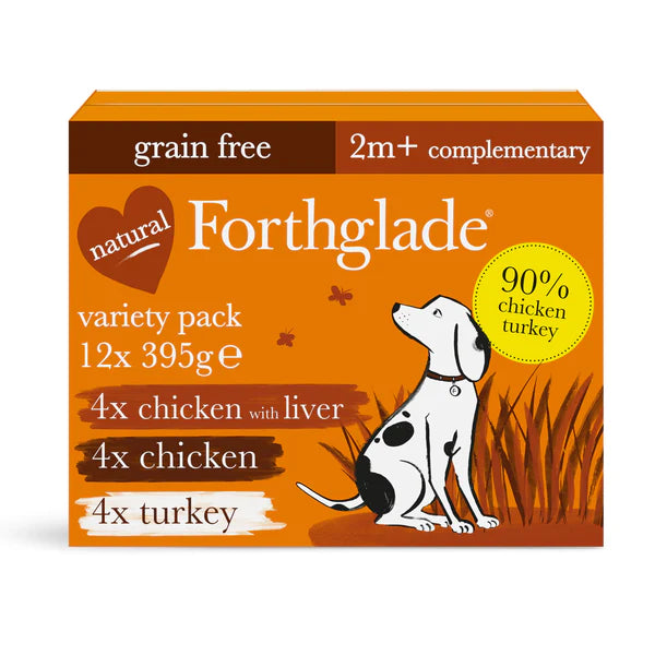 Forthglade Multicase Just 90% Chicken Turkey Chicken & Liver Grain Free Wet Dog Food