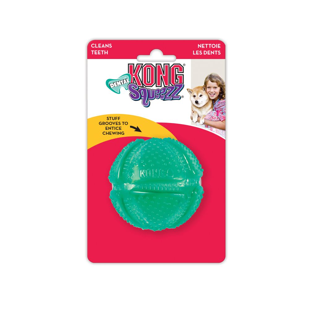 KONG Squeezz Dental Ball for Dogs - Teal - Medium