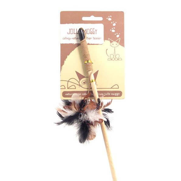 Rosewood Jolly Moggy Natural Feather Teaser Cat Toy