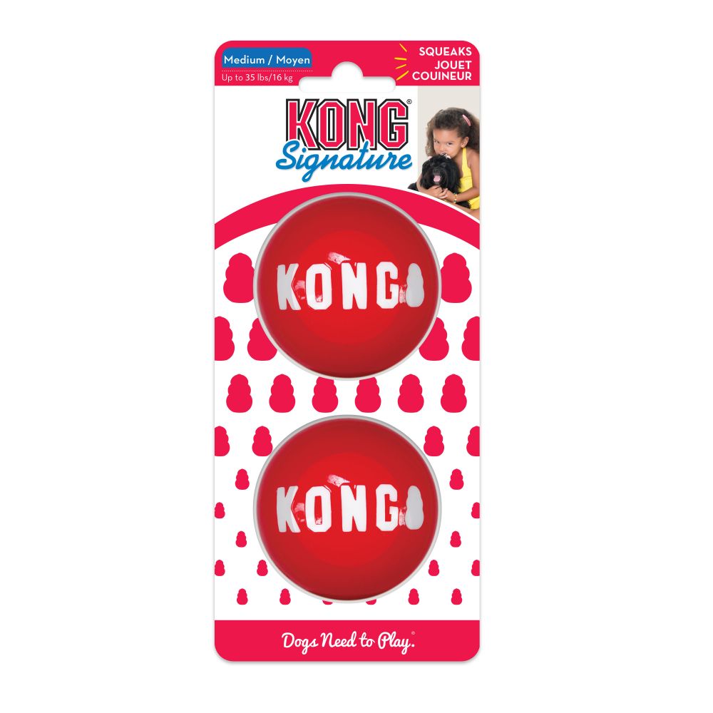 KONG Signature Ball Toy for Dogs - 2 pack - Medium