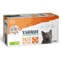 Yarrah Organic Grain Free Multipack Beef,Turkey & Salmon Pate for Cats 100g