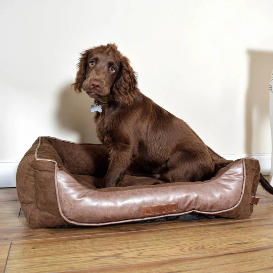 Modern Luxury Quilted Faux Leather Dogs Bed Petwell