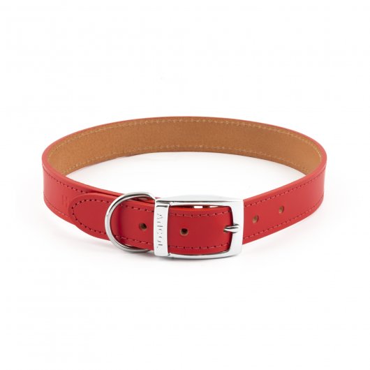 Ancol Leather Dog Collar Red