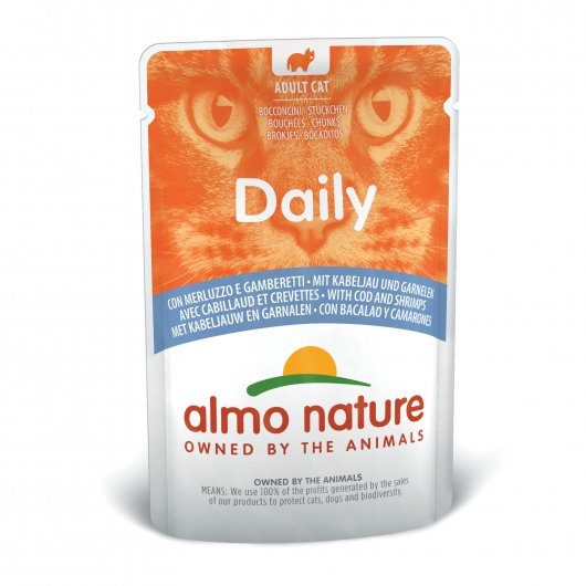 Almo Nature Daily Wet Food Pouch with Cod & Shrimps for Cats