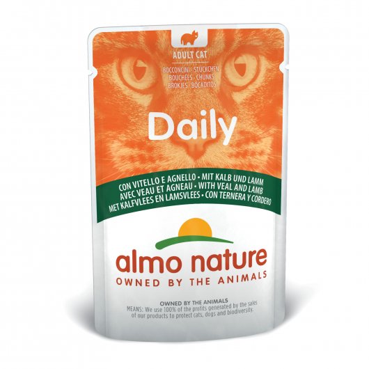 Almo Nature Daily Wet Food Pouch with Veal & Lamb for Cats