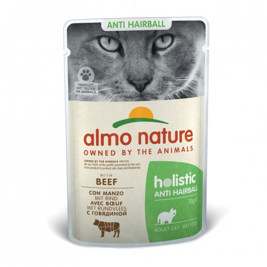 Almo Nature Functional Wet Food Pouch for Cats Anti-Hairball with Beef