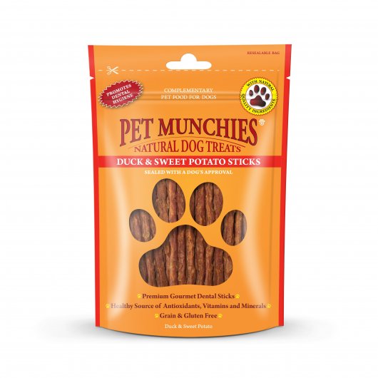 Pet Munchies Duck & Sweet Potato Dental Sticks for Dogs 90g