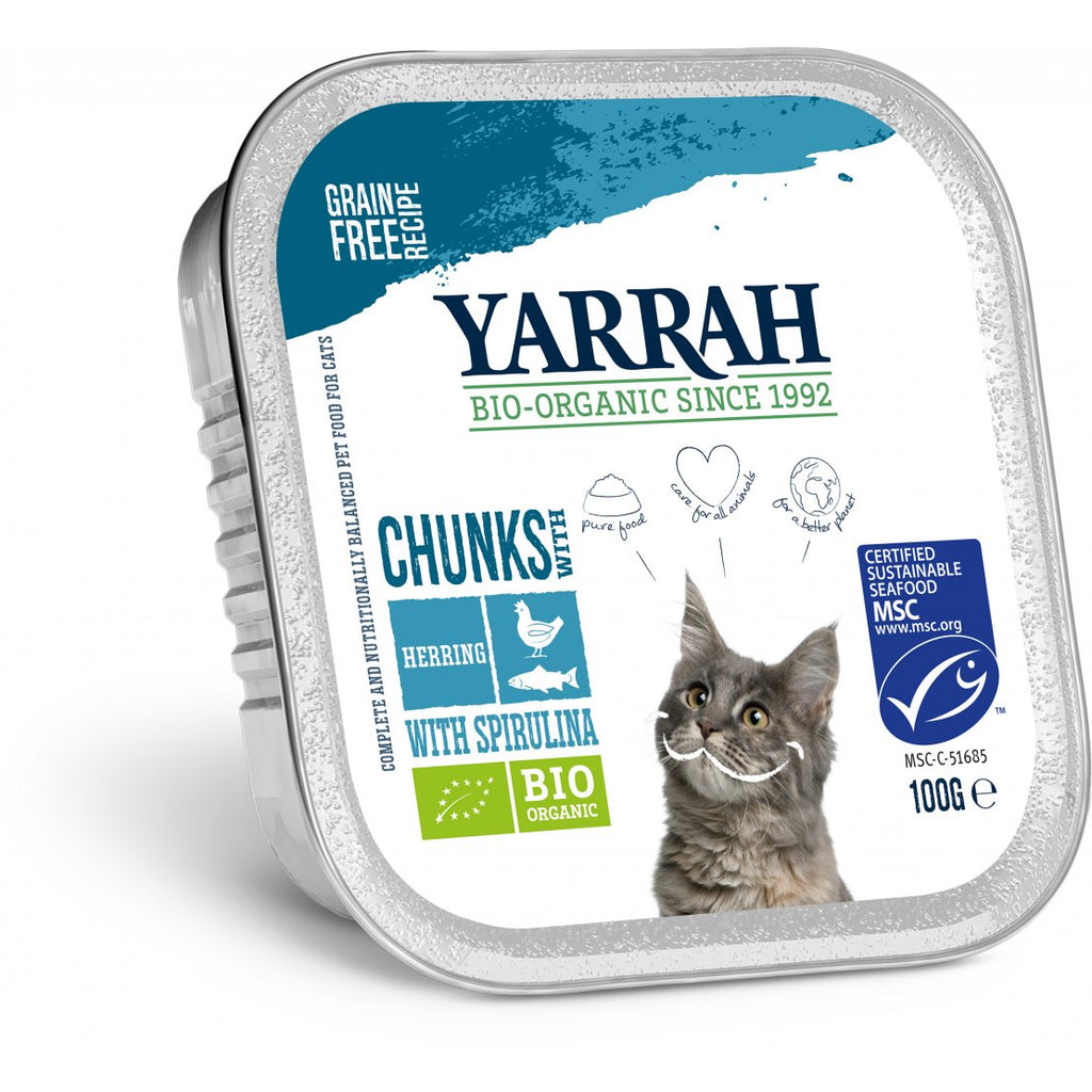 Yarrah Organic Grain Free Fish with Spirulina Chunks for Cats 100g
