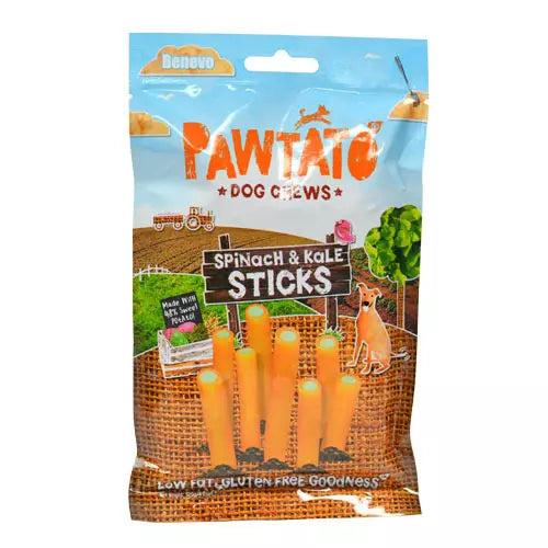 Vegeco Benevo Pawtato Sticks Low-Fat Treat for Dogs Spinach & Kale Flavour 120g