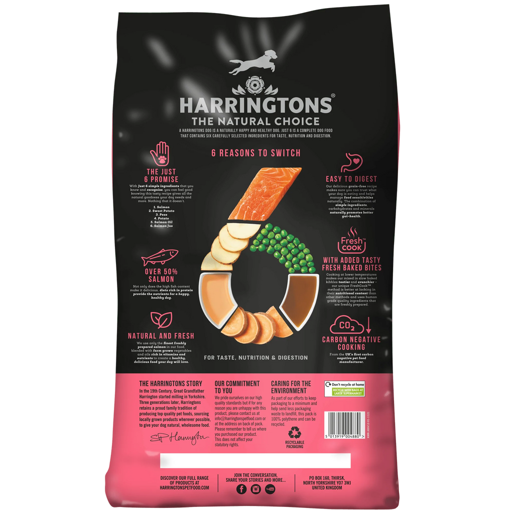 Harringtons Just 6 Salmon & Vegetable Bakes Complete Dry Dog Food