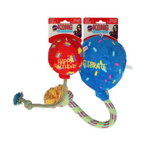 KONG Occasions Birthday Squeaker Balls Toy for Dogs Blue-Red Medium