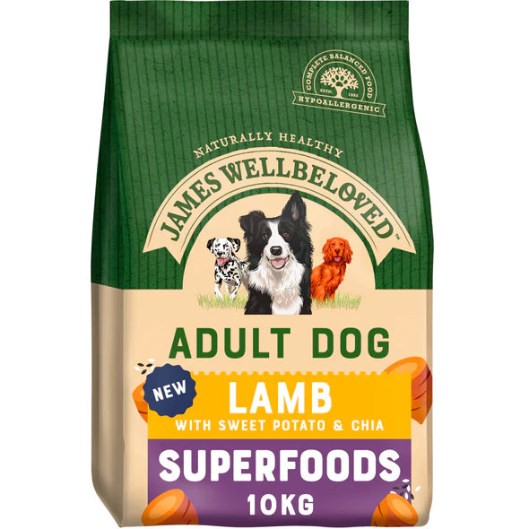 James Wellbeloved Adult Dog Superfoods Lamb With Sweet Potato & Chia - 10kg