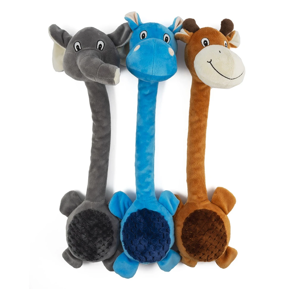 Ancol Ropey Neck Assorted Dog Toys - Giraffe/Hippo/Elephant - 49cm