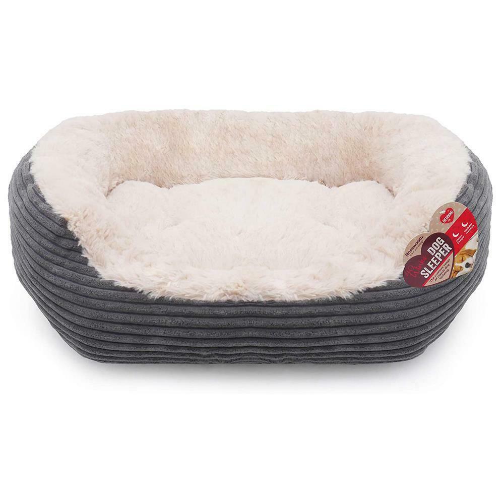 40 Winks Oval Sleeper Jumbo Bed for Dogs - Cord/Plush Grey
