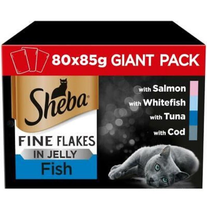 Sheba Adult Cat Pouches -Fine Flakes Fish Collection In Jelly - 80x85g