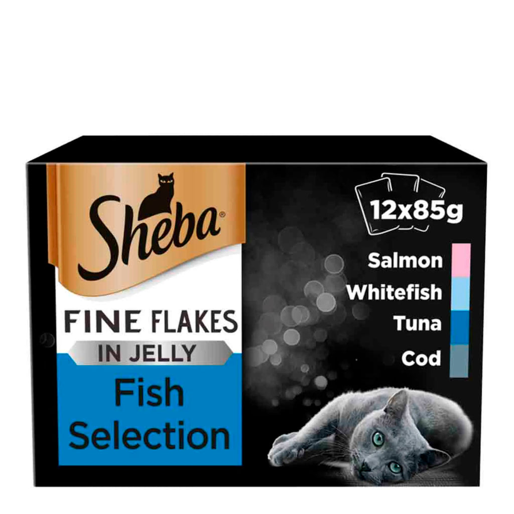 Sheba Fine Flake Natural Fish Selection Pouch for Cats 12 x 85g