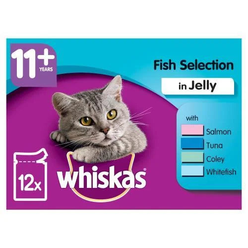 Whiskas 11+ Fish Selection in Jelly Senior Wet Cat Food - 12 x 100g